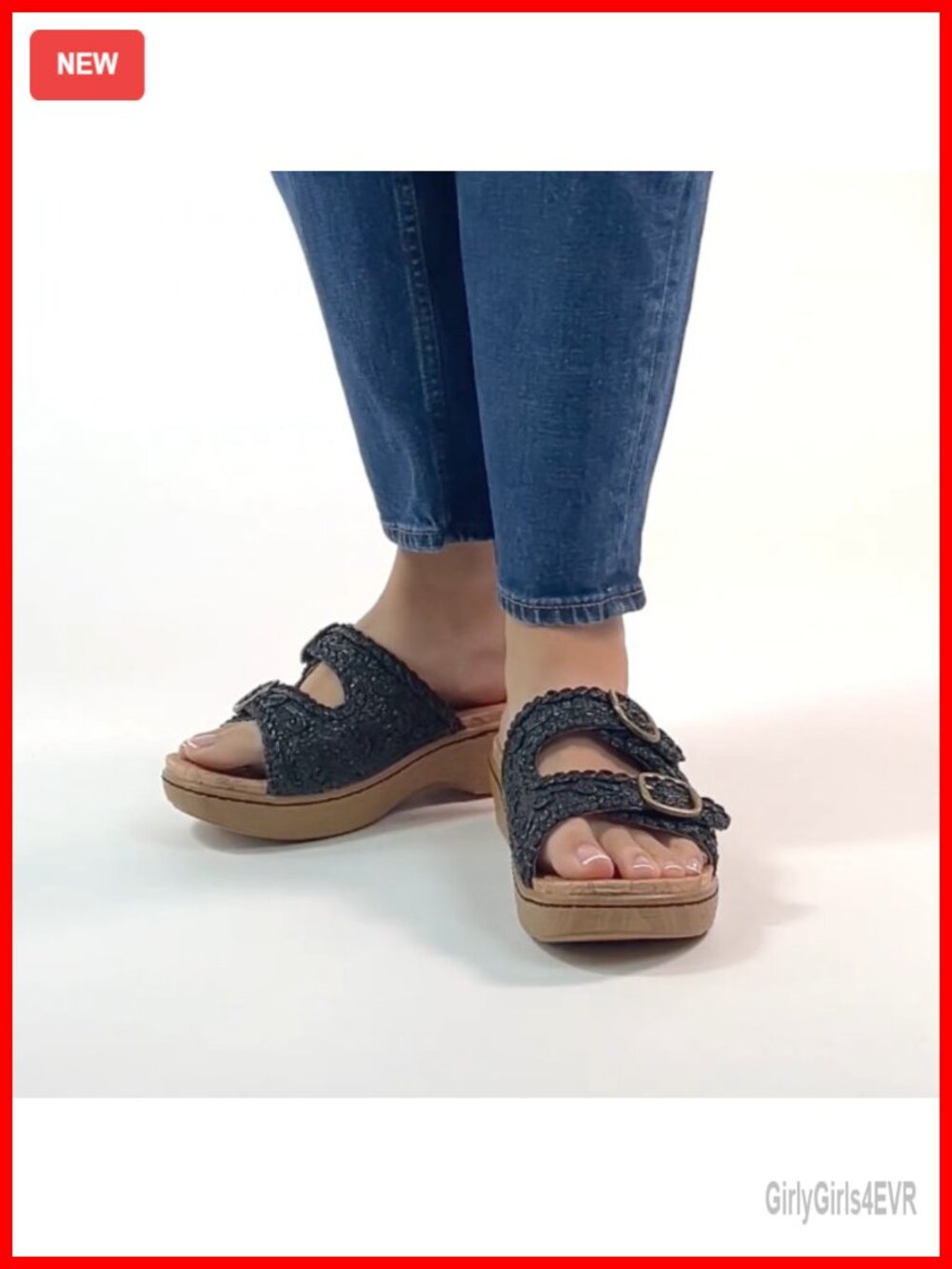 Alegria Oona Slide Sandal Double Adjustable Buckle Straps Slide Sandal - Picture 6 of 6